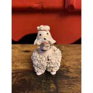 Vintage Pink Poodle Spaghetti Dog Puppy MCM Decor Collectible Excellent Paint